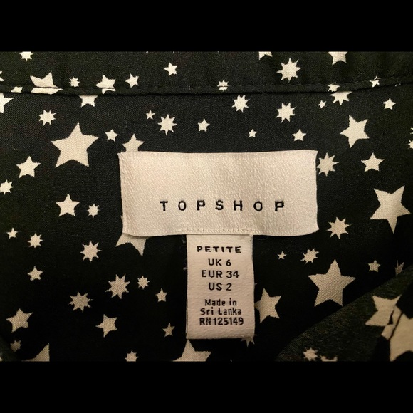 TOPSHOP beautiful blouse, with stars, size 2 petite - Picture 2 of 11